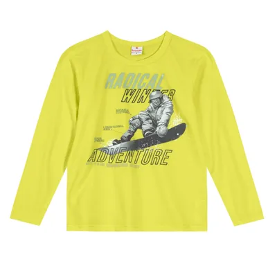 Camiseta Manga Longa Infantil Brandili Malha Estampa Radical