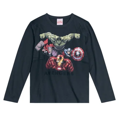 Camiseta Manga Longa Infantil Brandili Malha Vingadores