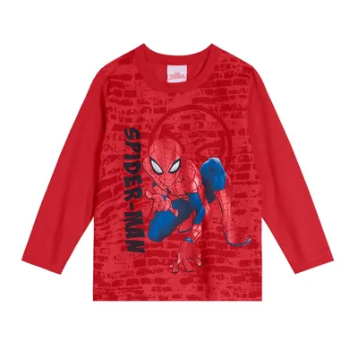 Camiseta Manga Longa Infantil Brandili Malha Spider Man