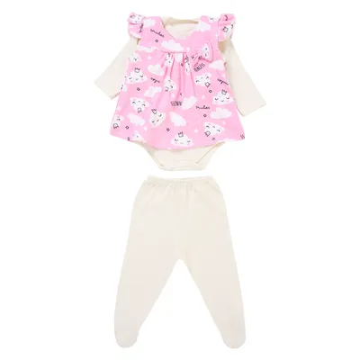 Pagão Bonettinhos Body Manga Longa Vestido E Mijão Com Pé Pagão Bonettinhos Body Manga Longa Vestido E Mijão Com Pé