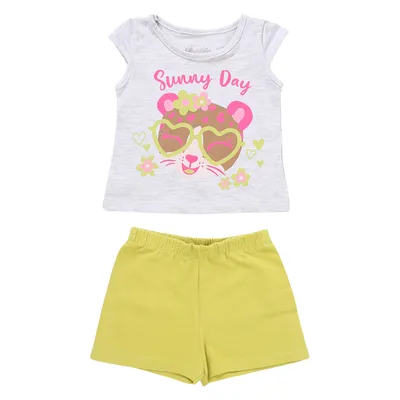 Conjunto Bebê Kely Kety Blusa Estampada E Short Moletinho