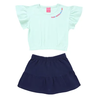 Conjunto Infantil Kely Kety Blusa Meia Malha E Short Saia