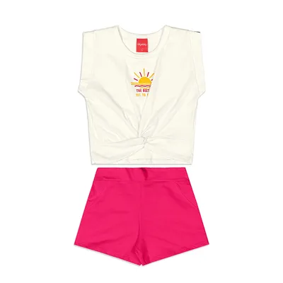 Conjunto Infantil Kely Kety Blusa Estampa E Short Moletinho