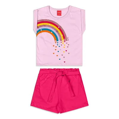 Conjunto Infantil Kely Kety Blusa Estampa E Short Moletinho