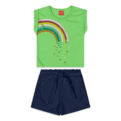 Conjunto Infantil Kely Kety Blusa Estampa E Short Moletinho