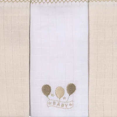 Kit Fralda Baby Joy Bordado Balões 03 Peças Kit Fralda Baby Joy Bordado Balões 03 Peças