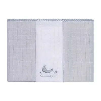 Kit Fralda Baby Joy Bordado Lua 03 Peças Kit Fralda Baby Joy Bordado Lua 03 Peças