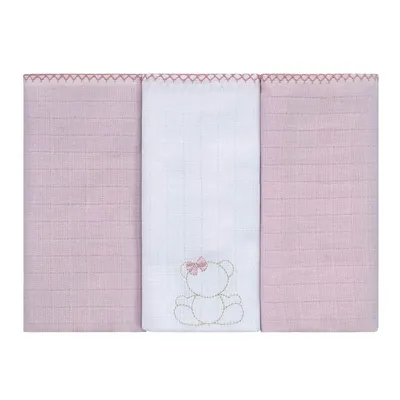 Kit Fralda Baby Joy Bordado Ursa 03 Peças Kit Fralda Baby Joy Bordado Ursa 03 Peças