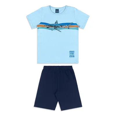 Conjunto Infantil Reirex Camiseta Estampa Bermuda Moletinho