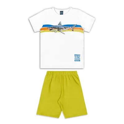 Conjunto Infantil Reirex Camiseta Estampa Bermuda Moletinho