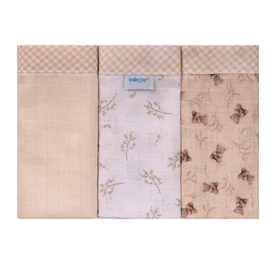 Kit Fralda Baby Joy Estampa Urso Galhos 03 Peças