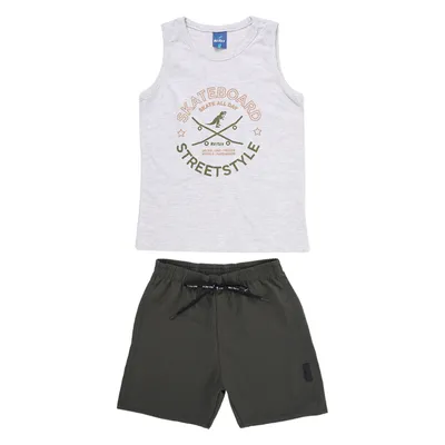 Conjunto Infantil Reirex Regata Estampa Bermuda Tecido Plano