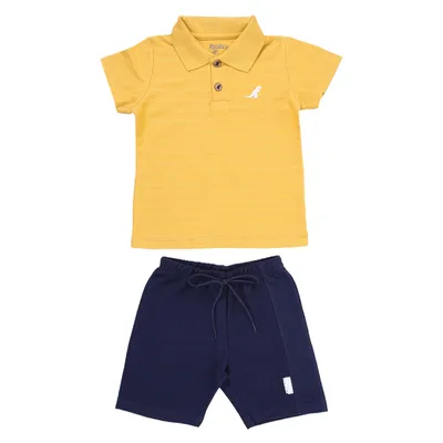 Conjunto Infantil Reirex Polo Trabalhada E Bermuda Moletinho