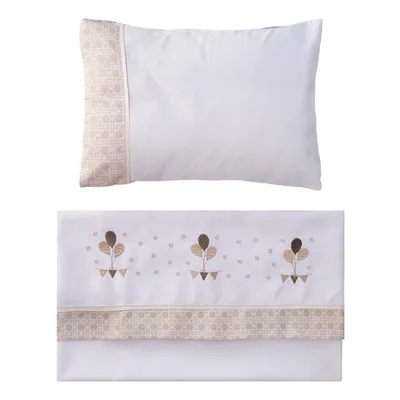 Jogo De Lençol Baby Joy Bordado Balões 03 Peças