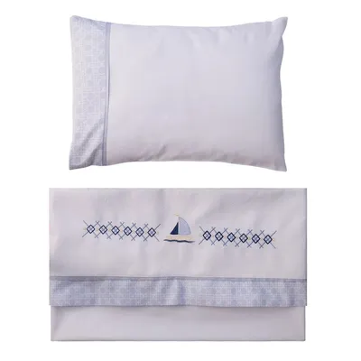 Jogo De Lençol Baby Joy Bordado Barco 03 Peças