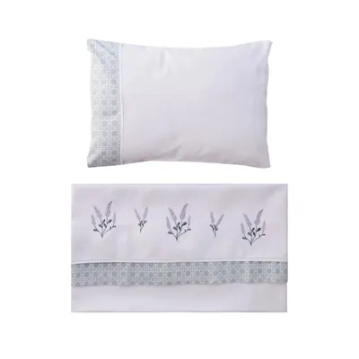 Jogo De Lençol Baby Joy Bordado Lavanda 03 Peças