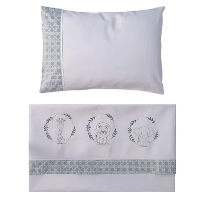 Jogo De Lençol Baby Joy Bordado Safari 03 Peças