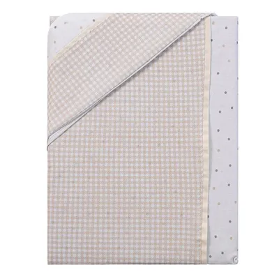 Jogo De Lençol Baby Joy Xadrez Bege 03 Peças