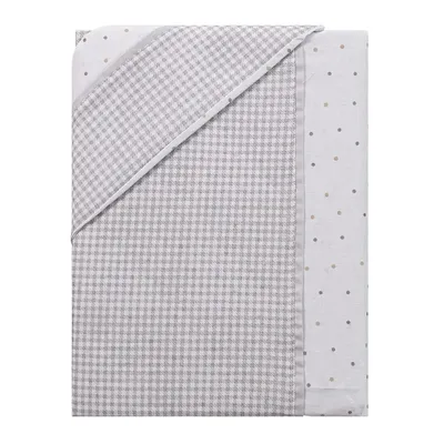 Jogo De Lençol Baby Joy Xadrez Cinza 03 Peças