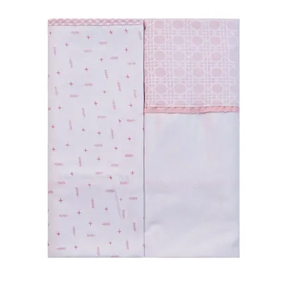 Manta Cueiro Baby Joy Flanelada Flecha Rosa 02 Peças