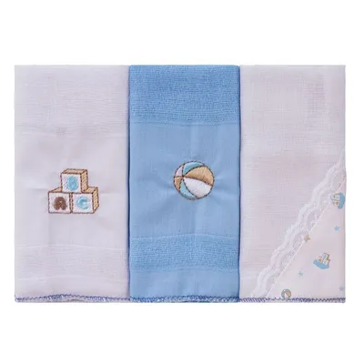 Kit Pano De Boca Bublim Bordado Brinquedos 03 Peças