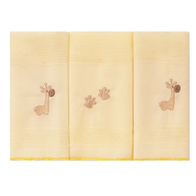 Kit Pano De Boca Bublim Bordado Amigos Da Floresta 03 Peças