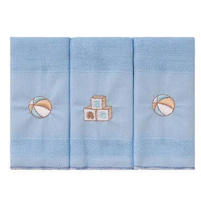 Kit Pano De Boca Bublim Bordado Brinquedos 03 Peças