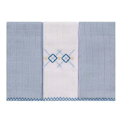 Kit Pano De Boca Baby Joy Bordado Geométrico 03 Peças