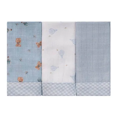Kit Pano De Boca Baby Joy Estampa Urso Com 03 Peças