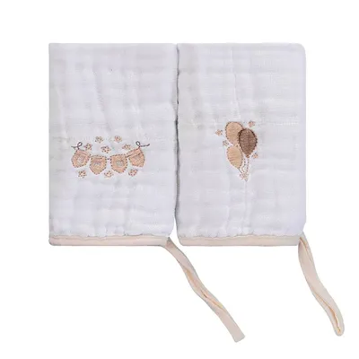 Kit Pano De Boca Baby Joy Soft Bordado Balão 02 Peças