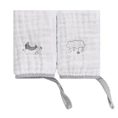 Kit Pano De Boca Baby Joy Soft Bordado Céu 02 Peças