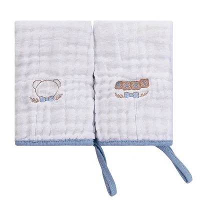Kit Pano De Boca Baby Joy Soft Bordado Urso 02 Peças