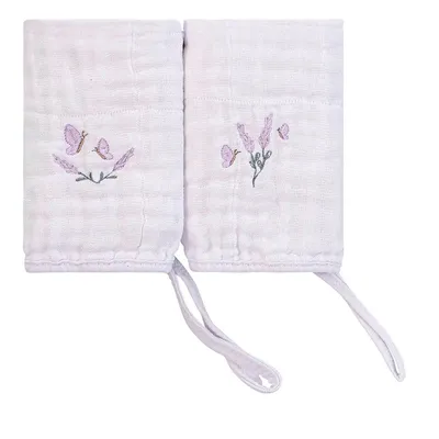 Kit Pano De Boca Baby Joy Soft Bordado Lavanda 02 Peças