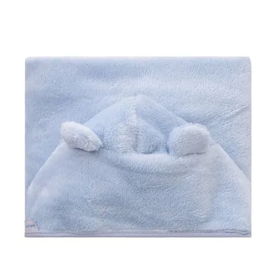 Toalha de Banho Com Capuz Baby Joy Super Seca Azul