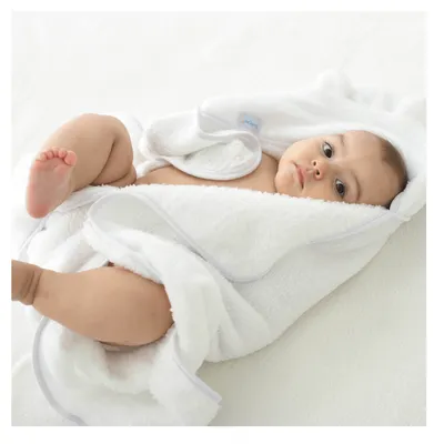 Toalha de Banho Com Capuz Baby Joy Super Seca Branca