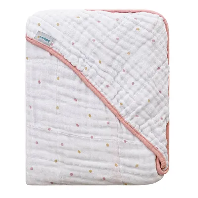 Toalha Com Capuz Incomfral Baby Joy Soft Estampa Poás Rosa