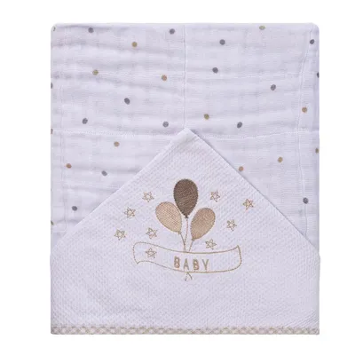 Toalha De Banho Baby Joy Soft Capuz Bordado Balões
