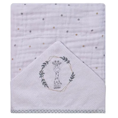 Toalha De Banho Baby Joy Soft Capuz Bordado Girafa