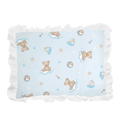 Travesseiro Bebê Bublim Babados Estampa Urso Brinquedos