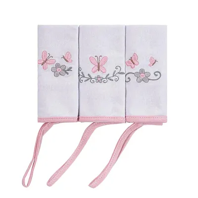 Kit Pano De Boca Baby Joy Bordado Borboletas 03 Peças