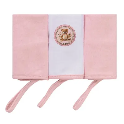 Kit Pano De Boca Baby Joy Bordado Ursa 03 Peças