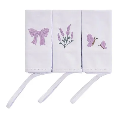 Kit Toalha De Boca Baby Joy Bordado Lavanda 03 Peças