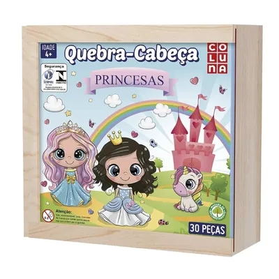 Quebra Cabeça De Madeira Coluna Princesas 30 Peças Quebra Cabeça De Madeira Coluna Princesas 30 Peças