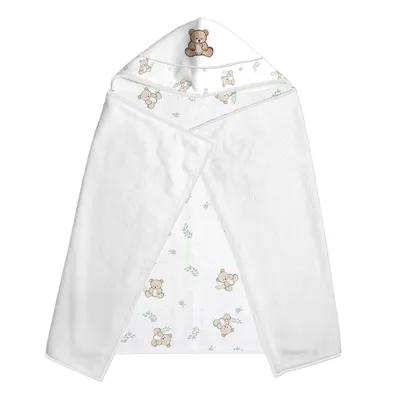 Toalha De Banho Infantil Papi Felpa Com Capuz Bordado Urso