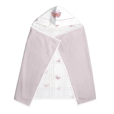 Toalha De Banho Infantil Papi Felpa Com Capuz Bordado Borboleta