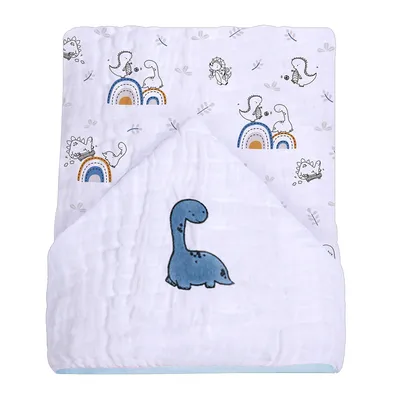 Toalha De Banho Bebê Papi Soft Com Capuz Bordado Dino