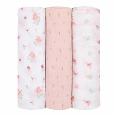 Cueiro Swaddle Papi Baby Estampa Cogumelo - 3 Peças