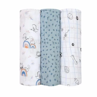 Cueiro Swaddle Papi Baby Estampa Dino - 3 Peças