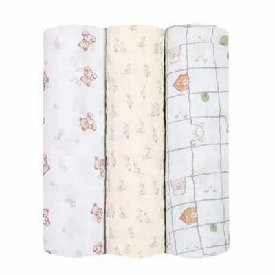 Cueiro Swaddle Papi Baby Estampa Urso - 3 Peças