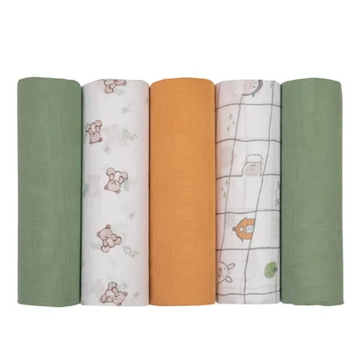 Kit Fraldas Papi Soft Estampa Urso Com Bainha - 05 Peças Kit Fraldas Papi Soft Estampa Urso Com Bainha - 05 Peças